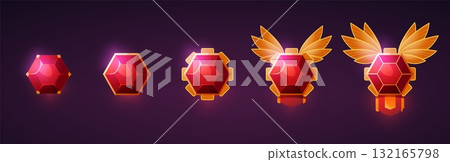 Game rank gems. Golden achievement GUI hexagon badges for video game interface, luxury precious stones icons, shiny RPG sprite assets. Vector isolated set Game rank gems. Golden achievement GUI hexagon badges for video game interface, luxury precious stones icons, shiny RPG sprite assets. Vector isolated set 132165798