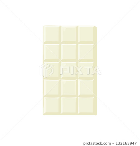 光滑的白色巧克力棒的平面插圖，具有均勻的方塊 132165947