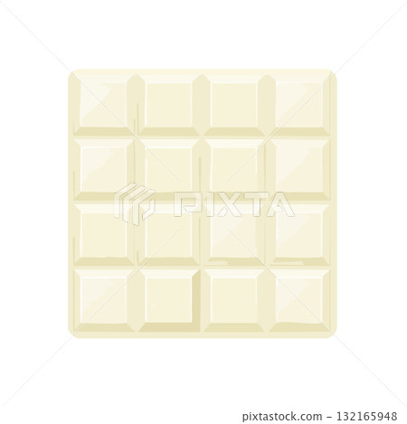 光滑的白色巧克力棒的平面插圖，具有均勻的方塊 132165948