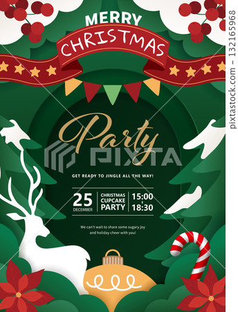 聖誕樹、傳統鹿、聖誕紅、蒲公英、手繪風格可愛聖誕節日邀請卡設計、直接公告海報材料表 聖誕樹、傳統鹿、聖誕紅、蒲公英、手繪風格可愛聖誕節日邀請卡設計、直接公告海報材料表 132165968