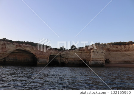 Sunlit Coastal Cliff in Algarve, Portugal Sunlit Coastal Cliff in Algarve, Portugal 132165990