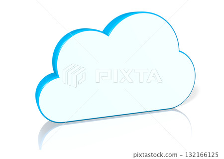 Cloud shape isolated on white background - 3D illustration 132166125