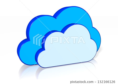 Cloud shape isolated on white background - 3D illustration Cloud shape isolated on white background - 3D illustration 132166126
