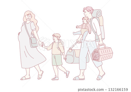 Family with children packed ready for summer vacation 132166159