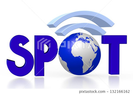 Spot - blue word with an Earth and wifi sign  - 3D illustration 132166162