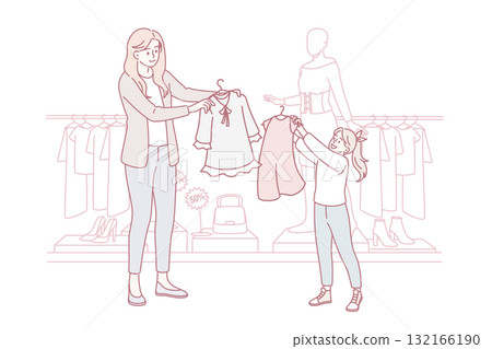 Family shopping and sales concept Family shopping and sales concept 132166190