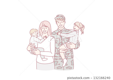 Happy military dad reunited with wife and kids 132166240