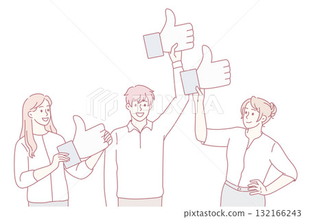 Happy clients give positive feedback to service 132166243