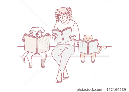 Reading book and funny education concept. 132166289