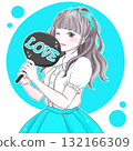 拿著扇子享受自己喜歡的活動的藍綠色女人 132166309
