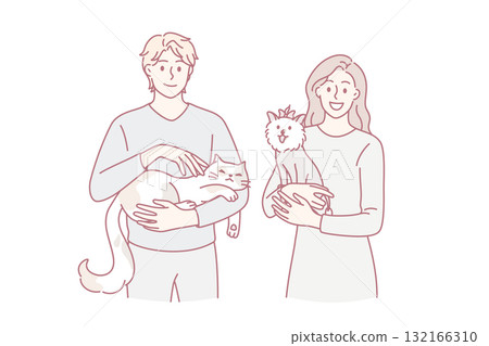 Enjoying animals and pets concept. 132166310