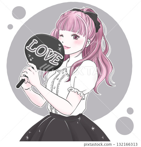 A woman in black holding a fan and enjoying her favorite activities A woman in black holding a fan and enjoying her favorite activities 132166313