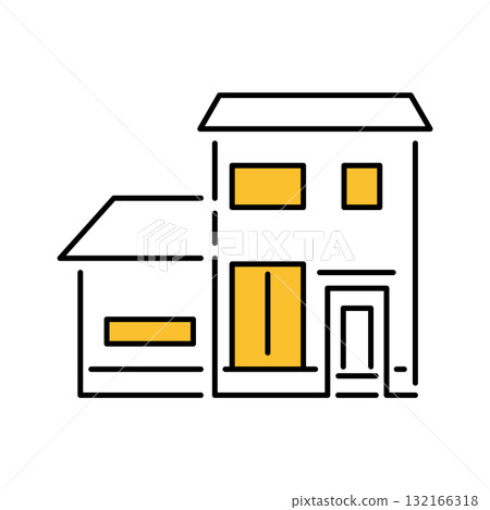 Yellow accent thin line house icon 05 Yellow accent thin line house icon 05 132166318