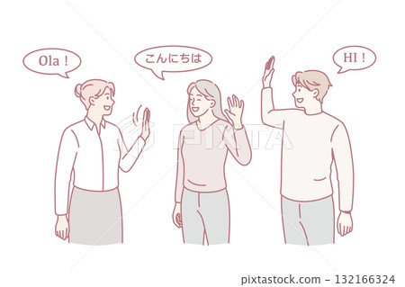 Various nationalities communication and greeting concept Various nationalities communication and greeting concept 132166324