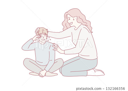 Consoling and communication with children concept. Consoling and communication with children concept. 132166356