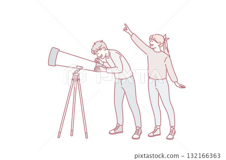 Astronomy and looking at stars concept 132166363