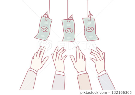 People compete for money hanging on hooks 132166365