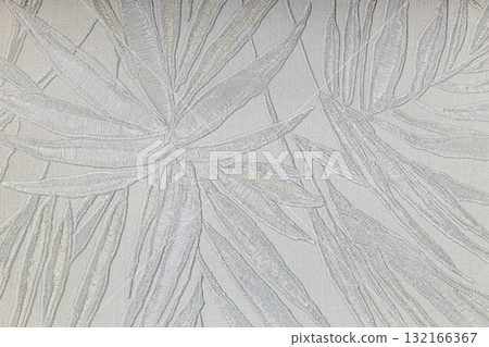 Textured Leaf Wallcovering - Embossed Neutral Botanical Wallpaper Background 132166367
