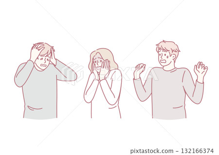 Panic and being scared concept 132166374