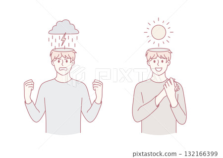 Contrasts of human mood concept. 132166399