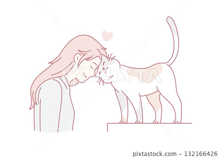 Loving domestic pets and cat person concept. 132166426