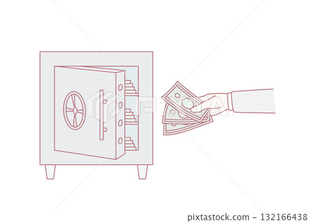 Man put money in vault making investment 132166438