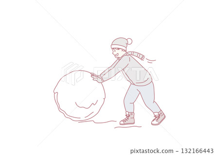 Happy little boy child make snow ball Happy little boy child make snow ball 132166443