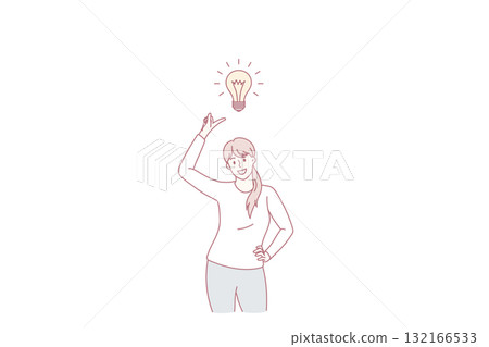 Smiling woman engaged in creative thinking finding solution Smiling woman engaged in creative thinking finding solution 132166533