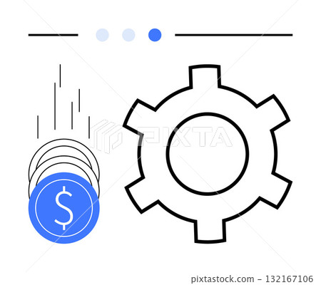 Falling coins beside a gear symbolizing financial processes and technical efficiency. Ideal for finance, tech, business strategies, economic growth, investing, operational improvement, and analytics Falling coins beside a gear symbolizing financial processes and technical efficiency. Ideal for finance, tech, business strategies, economic growth, investing, operational improvement, and analytics 132167106