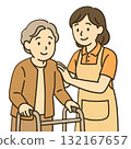 護理人員提供行走協助的插圖 132167657
