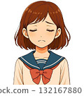 一名表情悲傷的女學生 132167880