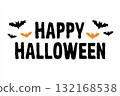 happy halloween greeting card with bats illustration 132168538