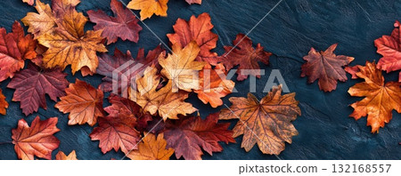 autumn leaves seamless pattern background banner 132168557
