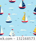 colorful sailboats on the sea seamless pattern background illustration 132168573
