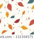 autumn leaves and rain drops seamless pattern background illustration 132168575