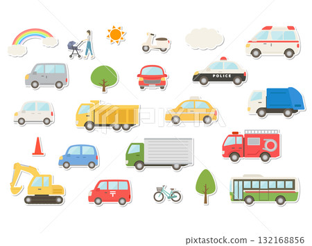 汽車(彩色)_貼紙風格_無背景 汽車(彩色)_貼紙風格_無背景 132168856