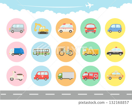 汽車(彩色)圓形貼紙套裝 汽車(彩色)圓形貼紙套裝 132168857