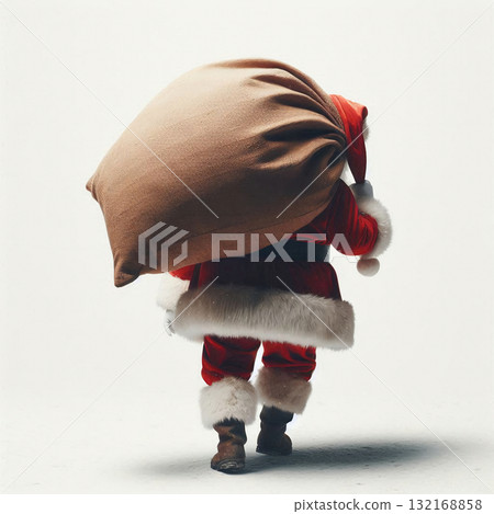 聖誕老公公背著袋子靜靜地走著 132168858