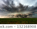 Ominous  stormy sky scary powerful dark clouds aproaching 132168908