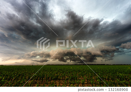 Ominous stormy sky scary powerful dark clouds aproaching Ominous stormy sky scary powerful dark clouds aproaching 132168908