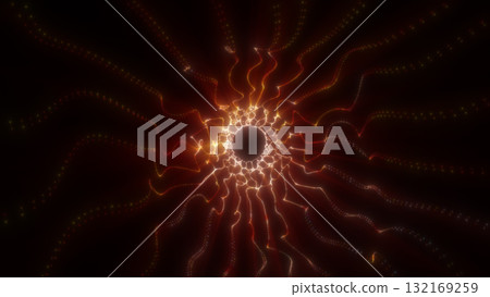 Glowing red plasma vortex radiating from a dark center with dynamic energy waves, isolated on white background Glowing red plasma vortex radiating from a dark center with dynamic energy waves, isolated on white background 132169259