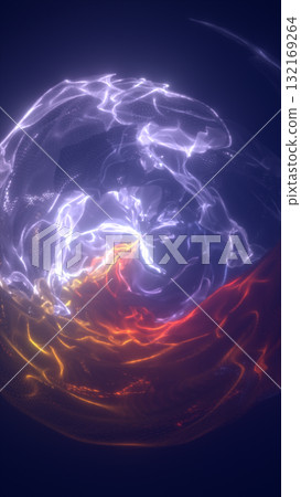 Abstract glowing plasma sphere of red and blue luminous energy waves in motion Abstract glowing plasma sphere of red and blue luminous energy waves in motion 132169264