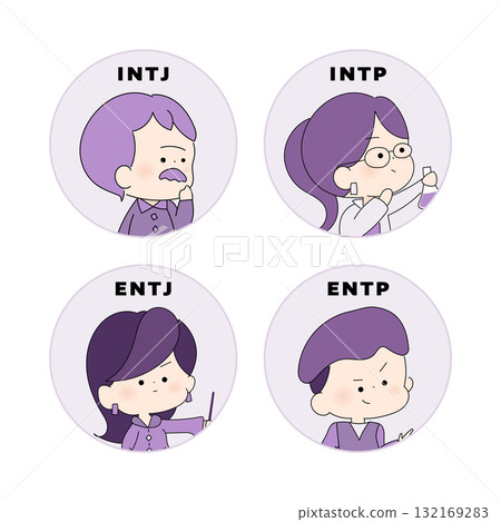 MBTI 人格類型:可愛人物插畫 INTJ、INTP、ENTJ、ENTP MBTI 人格類型:可愛人物插畫 INTJ、INTP、ENTJ、ENTP 132169283