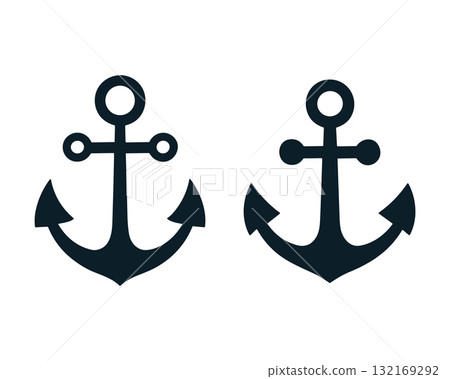 SEO Title: Anchor Icon Set Vector. Simple Nautical and Marine Symbol Collection. SEO Title: Anchor Icon Set Vector. Simple Nautical and Marine Symbol Collection. 132169292
