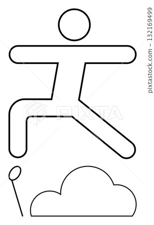 Stick figure character jumping over a hurdle, showcasing movement and determination. Ideal for motivation, personal growth, perseverance, overcoming obstacles, sports, athletics, success concepts Stick figure character jumping over a hurdle, showcasing movement and determination. Ideal for motivation, personal growth, perseverance, overcoming obstacles, sports, athletics, success concepts 132169499