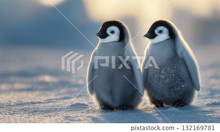 企鵝幼崽排成隊 132169781