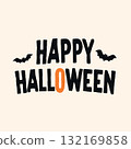 happy halloween text with bats isolated autumn holiday vector illustration 132169858