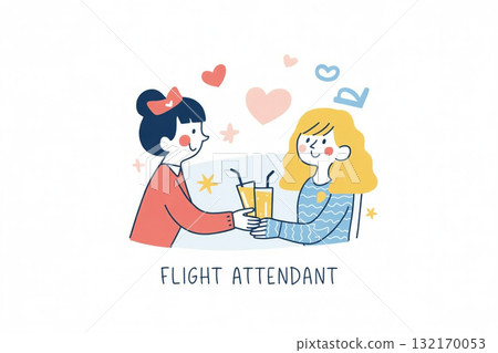 空服員在飛機上分發飲料的場景 132170053