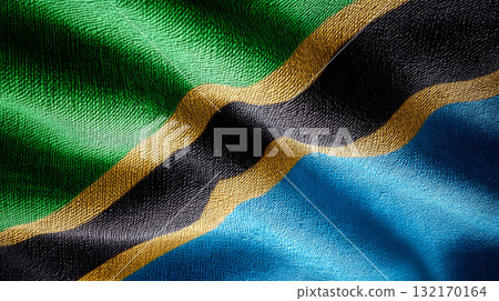 Somalias flag waving under a clear blue sky with fluffy white clouds on a sunny day 132170164