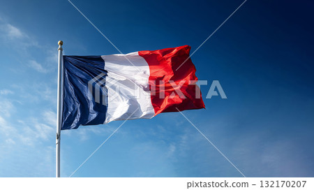 Somalias flag waving under a clear blue sky with fluffy white clouds on a sunny day 132170207